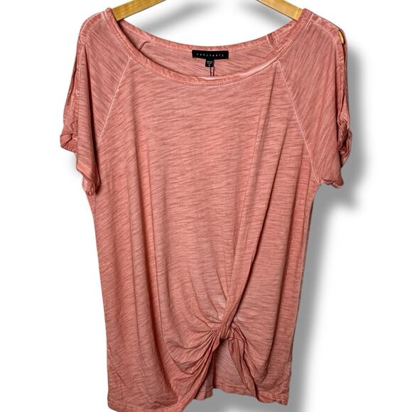 Sanctuary Top NWT Women's Sz Small NWT Adrienne Twist Tee Burnout Desert Rose - Picture 1 of 6